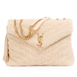 Authentic Saint Laurent like new beige raffia bag